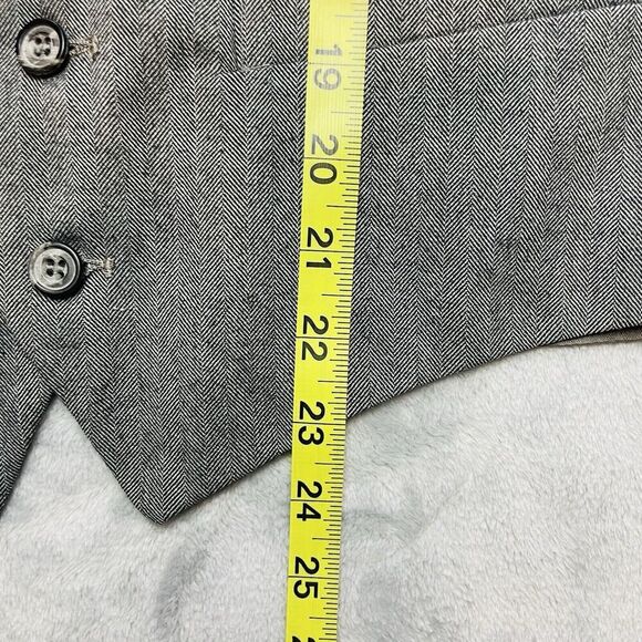 Classic Formal Waistcoat Vest Mens M Gray Herringbone Wool Button Up - Picture 5 of 5